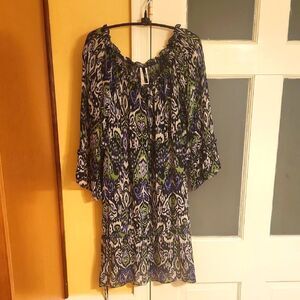 St. John Swim Green & Purple Multiprint Coverup Dress Size M